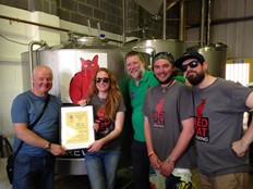 Red Cat receiving an award from South Hants CAMRA for our Untamed special Feral Vienna IPA 6.2% ABV 