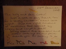 A thank you letter sent to us