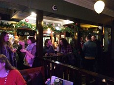Despite being spacious, the pub is packed on weekends